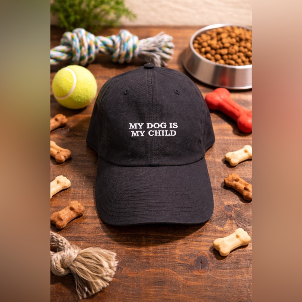 🖤 “My Dog Is My Child” Black Adjustable Hat 🐾